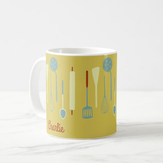 Retro Kitchen Personalisiert Kaffeetasse (Vorderseite Links)