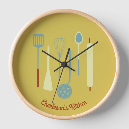 Retro Kitchen Personalisiert Uhr (Vorderseite)