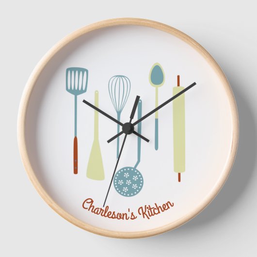 Retro Kitchen Personalisiert Uhr (Vorderseite)