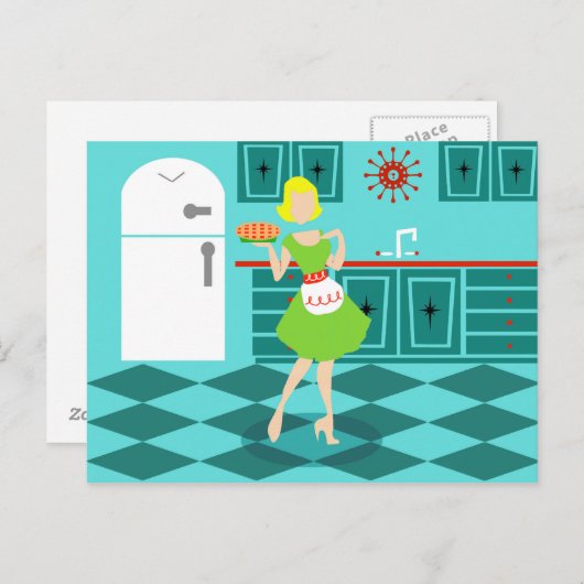 Retro Kitchen Postcard Postkarte (Vorne/Hinten)