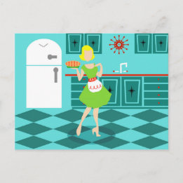Retro Kitchen Postcard Postkarte