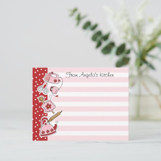 Retro Kitchen Rezept Postkarte (Stehend Vorderseite)