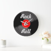 Retro Kitchen Rock & Roll Red Record Wall Clock Große Wanduhr (Zuhause)