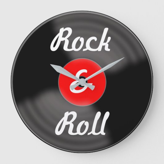 Retro Kitchen Rock & Roll Red Record Wall Clock Große Wanduhr (Vorderseite)