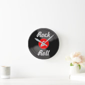 Retro Kitchen Rock & Roll Red Record Wall Clock Runde Wanduhr (Zuhause)