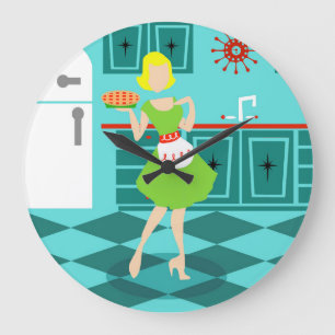 Retro Kitchen Round Acrylic Wall Clock Große Wanduhr
