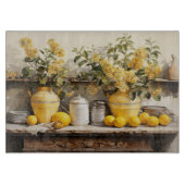 Retro Kitchen Schelf Gelbe Blume Vase Lemons Schneidebrett (Vorderseite)
