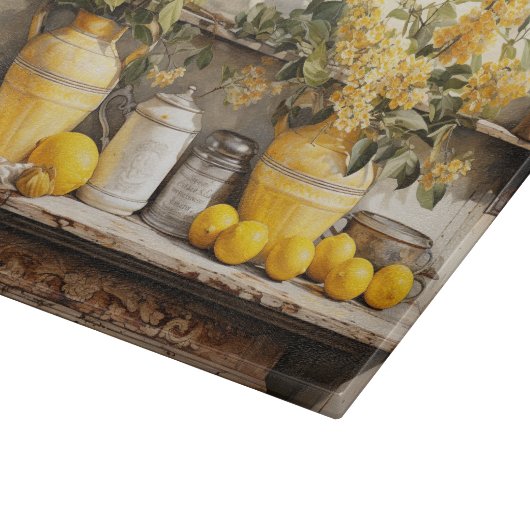 Retro Kitchen Schelf Gelbe Blume Vase Lemons Schneidebrett (Ecke)
