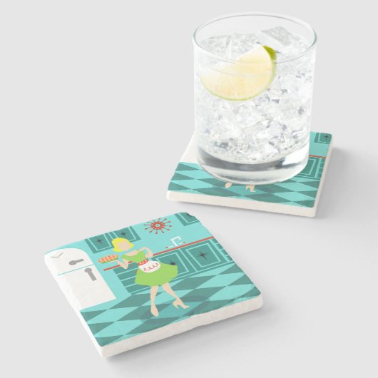 Retro Kitchen Stone Untersetzer (Seitenansicht)