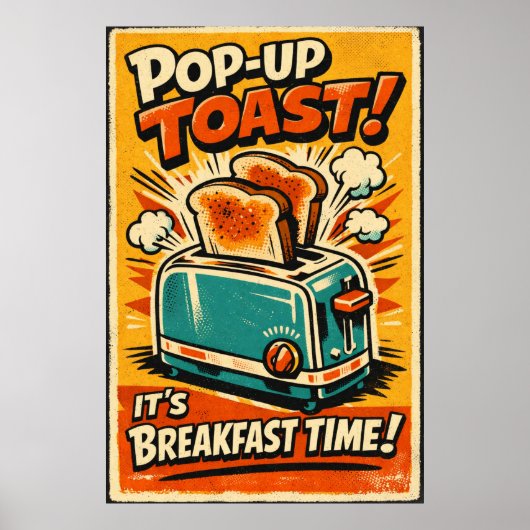 Retro Kitchen Toaster Poster – Pop-Up Toast Breakf (Vorne)