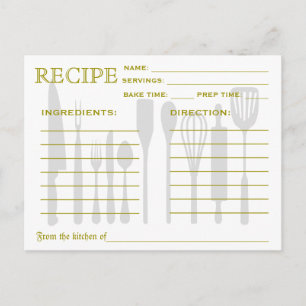 Retro Kitchen Tools Rezept Card farbenfroh gestrei Postkarte