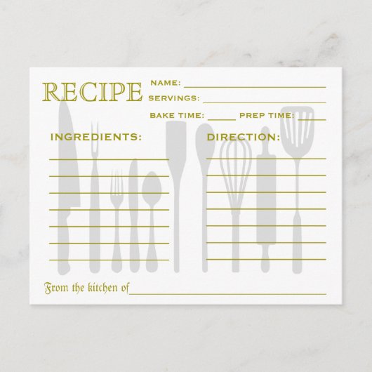 Retro Kitchen Tools Rezept Card farbenfroh gestrei Postkarte (Vorderseite)