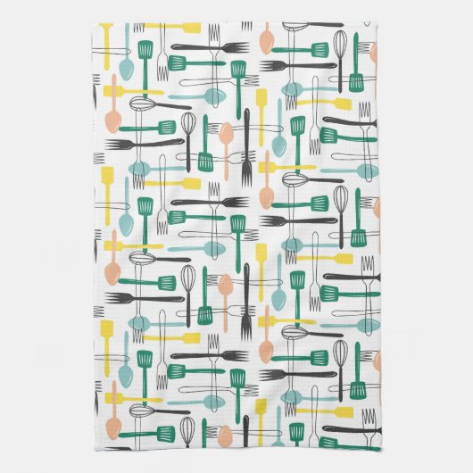 Retro Kitchen Utensils Geschirrtuch (Vertikal)