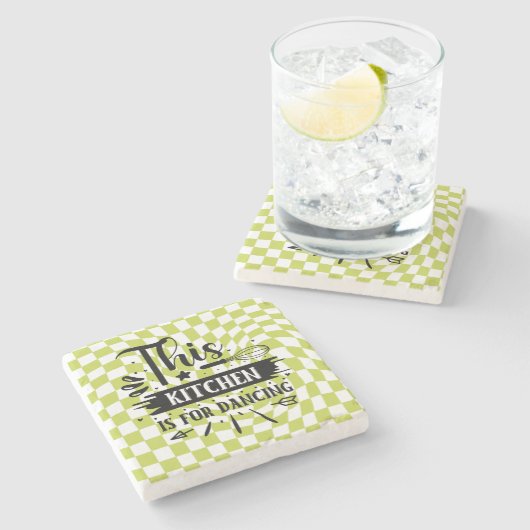 Retro Kitesurfen Redewendungen lustig Rosa Grün Steinuntersetzer (Seitenansicht)