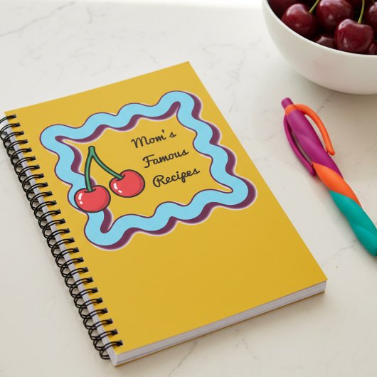 Retro Kitsch 70s Cherry Moms Famous Recipes Book Notizblock