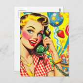 Retro Kitsch Button Up Postkarte (Vorne/Hinten)