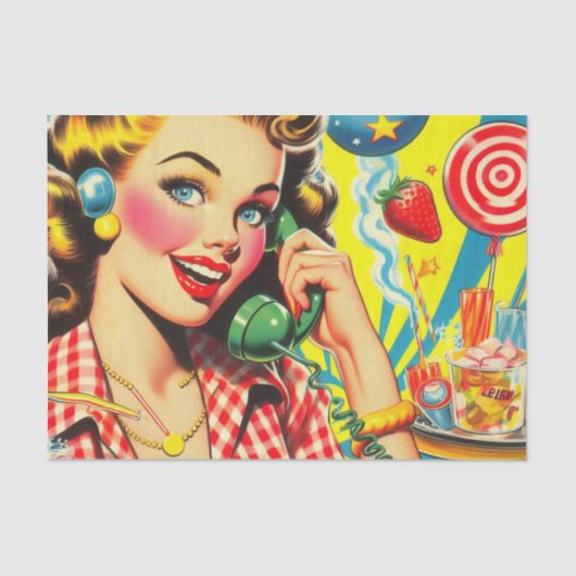 Retro Kitsch Button Up Seidenpapier (Vorderseite)