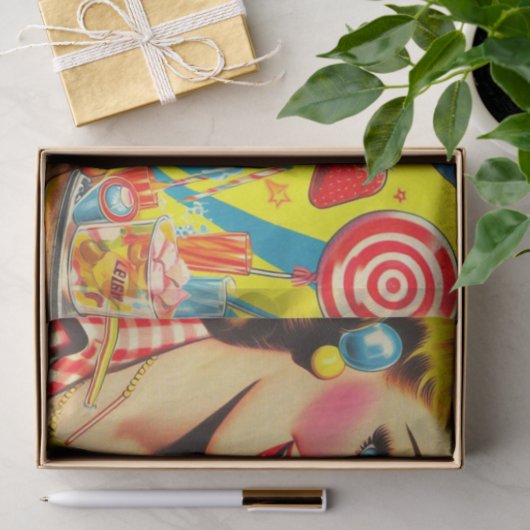 Retro Kitsch Button Up Seidenpapier (Geschenk)