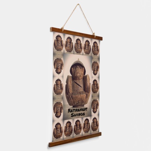 Retro Kitsch Carved Coconut Monkey Bank Wandteppich Mit Holzrahmen (Gewinkelt)