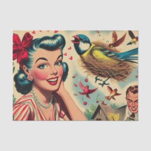 Retro Kitsch Girl Illustration der 1950er Jahre Seidenpapier