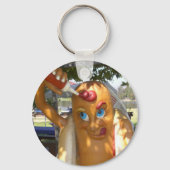 Retro Kitsch Hot Dog Statue Schlüsselanhänger (Vorderseite)