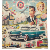 Retro Kitsch Illustration der 50er Jahre Duschvorhang (Vorderseite)