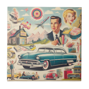 Retro Kitsch Illustration der 50er Jahre Fliese