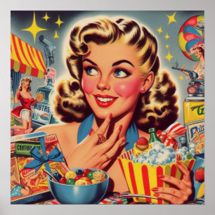 Retro-Kitsch-Mädchen Poster