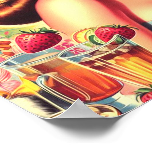 Retro Kitsch Niedlich Pinup Poster (Ecke)