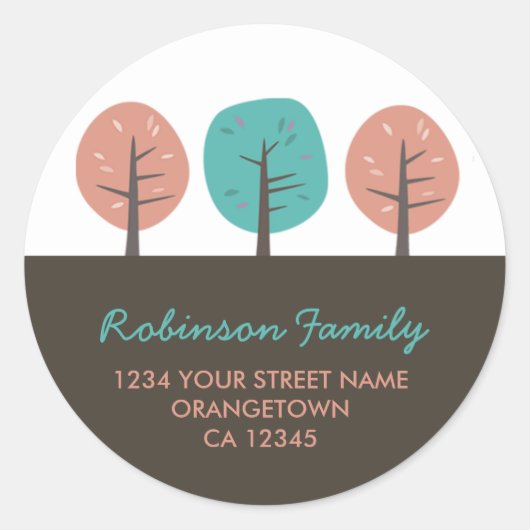 Retro Kitsch Trees Rücksendeadresse Stickers (Vorderseite)