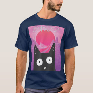Retro Kitten Neko Synthwave Japan 80er Manga Haraj T-Shirt