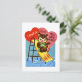 Retro Kitten Valentine Feiertagspostkarte (Stehend Vorderseite)