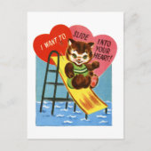 Retro Kitten Valentine Feiertagspostkarte (Vorderseite)
