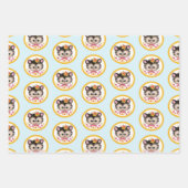 Retro Kitten Wrapping Paper Flat Sheet Set 3 Geschenkpapier Set (Vorderseite 3)