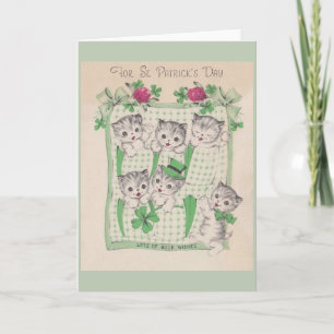 Retro Kittens St. Patrick's Day Grußkarte Karte