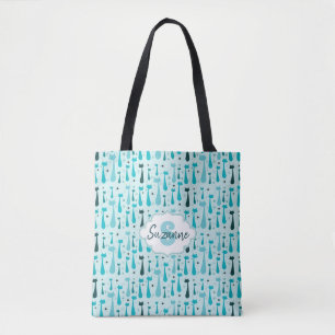 Retro Kitty-atomarSilhouette in aquamarinem Tasche