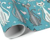 Retro Kitty Cat (Imitate) Cross Stitch ©studioxtin Geschenkpapier (Rolleneckpunkt)