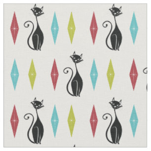 Retro Kitty Cats Niedliche Vintage Mod 1960er Stoff