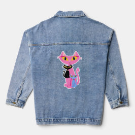 Retro Kitty Trio Niedlich Fun Cartoon Retro Design Jeansjacke