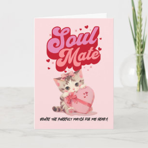 Retro-Kitty-Valentinstagskarte 'Purrfect Match' Feiertagskarte