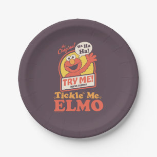 Retro Kitzel mich Elmo Winkendes Grafik Pappteller