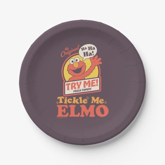 Retro Kitzel mich Elmo Winkendes Grafik Pappteller (Vorderseite)