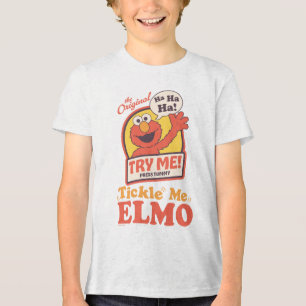 Retro Kitzel mich Elmo Winkendes Grafik Tri-Blend Shirt