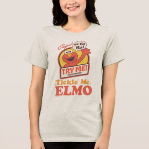 Retro Kitzel mich Elmo Winkendes Grafik Tri-Blend Shirt