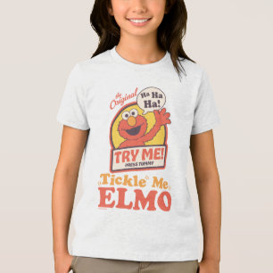 Retro Kitzel mich Elmo Winkendes Grafik Tri-Blend Shirt