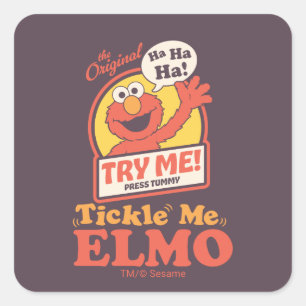 Retro Kitzle Mich Elmo Winkendes Grafik Quadratischer Aufkleber