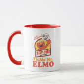 Retro Kitzle Mich Elmo Winkendes Grafik Tasse (Links)