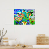 Retro Kiwi Limon, abstrakt grün aquamarine tropisc Poster (Küche)