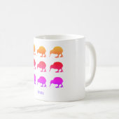 Retro Kiwis Aotearoa Neuseeland Kaffeetasse (VorderseiteRechts)