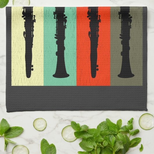 Retro-Klarinette Geschirrtuch (Gefaltet)